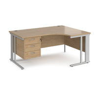 Maestro 25 cable managed right hand ergonomic desk with 3 drawer ped