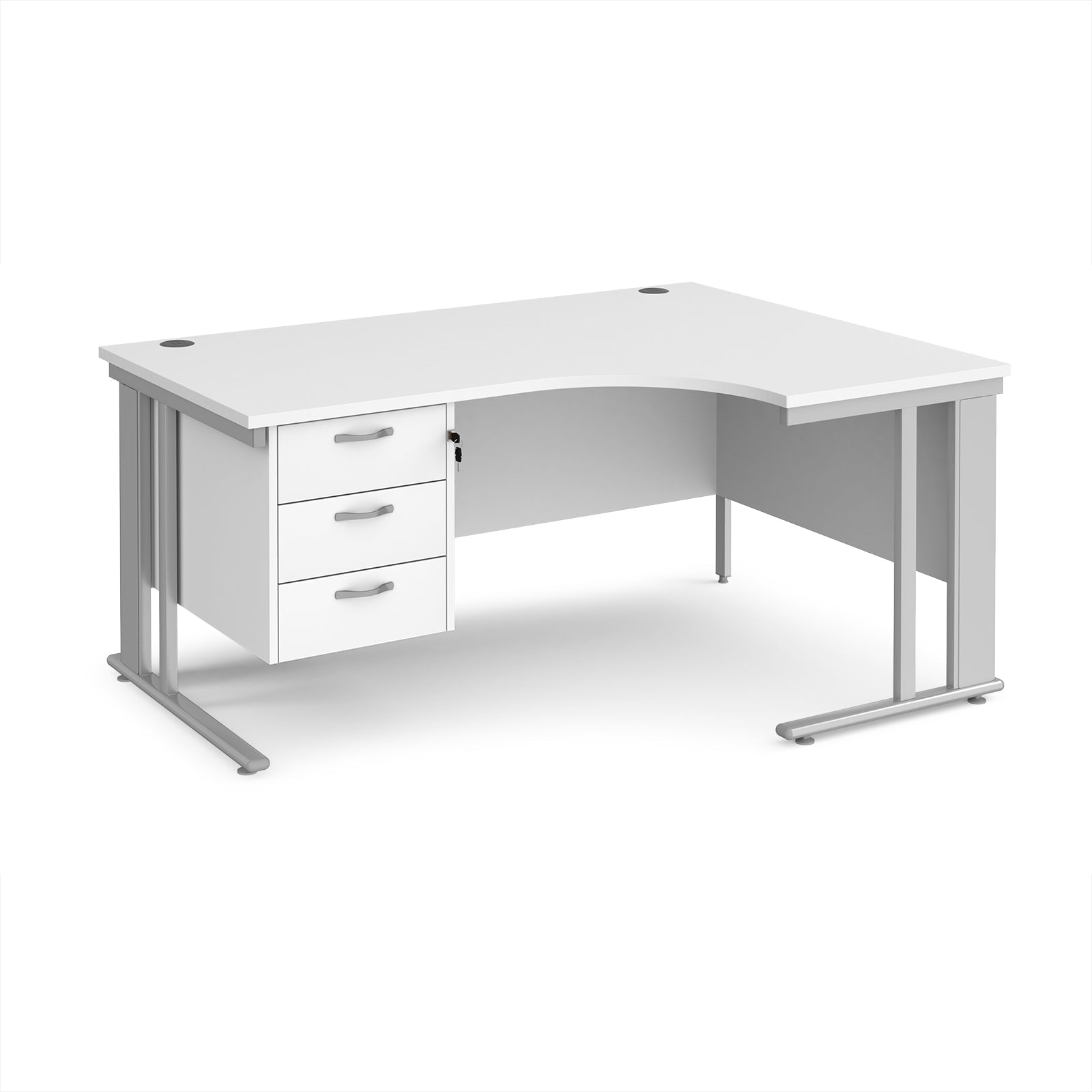 Maestro 25 cable managed right hand ergonomic desk with 3 drawer ped