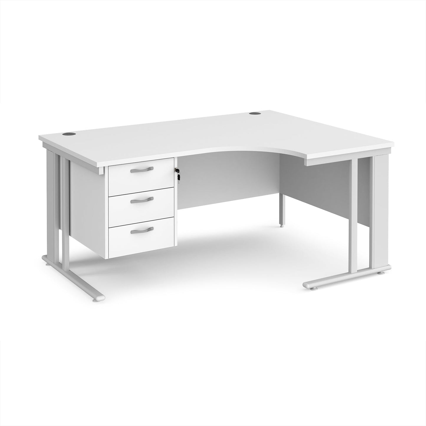 Maestro 25 cable managed right hand ergonomic desk with 3 drawer ped