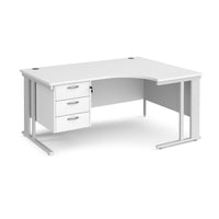 Maestro 25 cable managed right hand ergonomic desk with 3 drawer ped