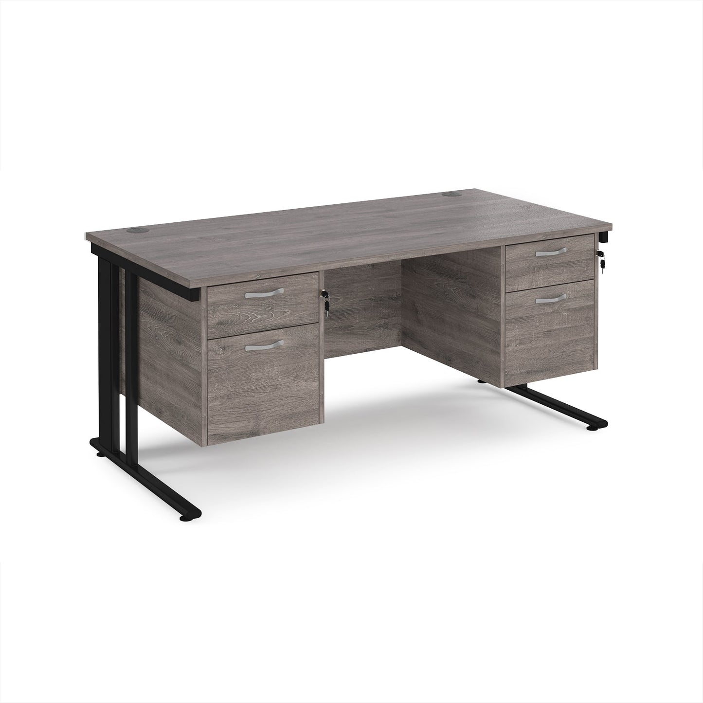 Maestro 25 cable managed 800mm deep desk with 2 x 2 drawer peds