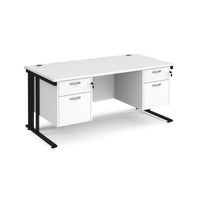Maestro 25 cable managed 800mm deep desk with 2 x 2 drawer peds