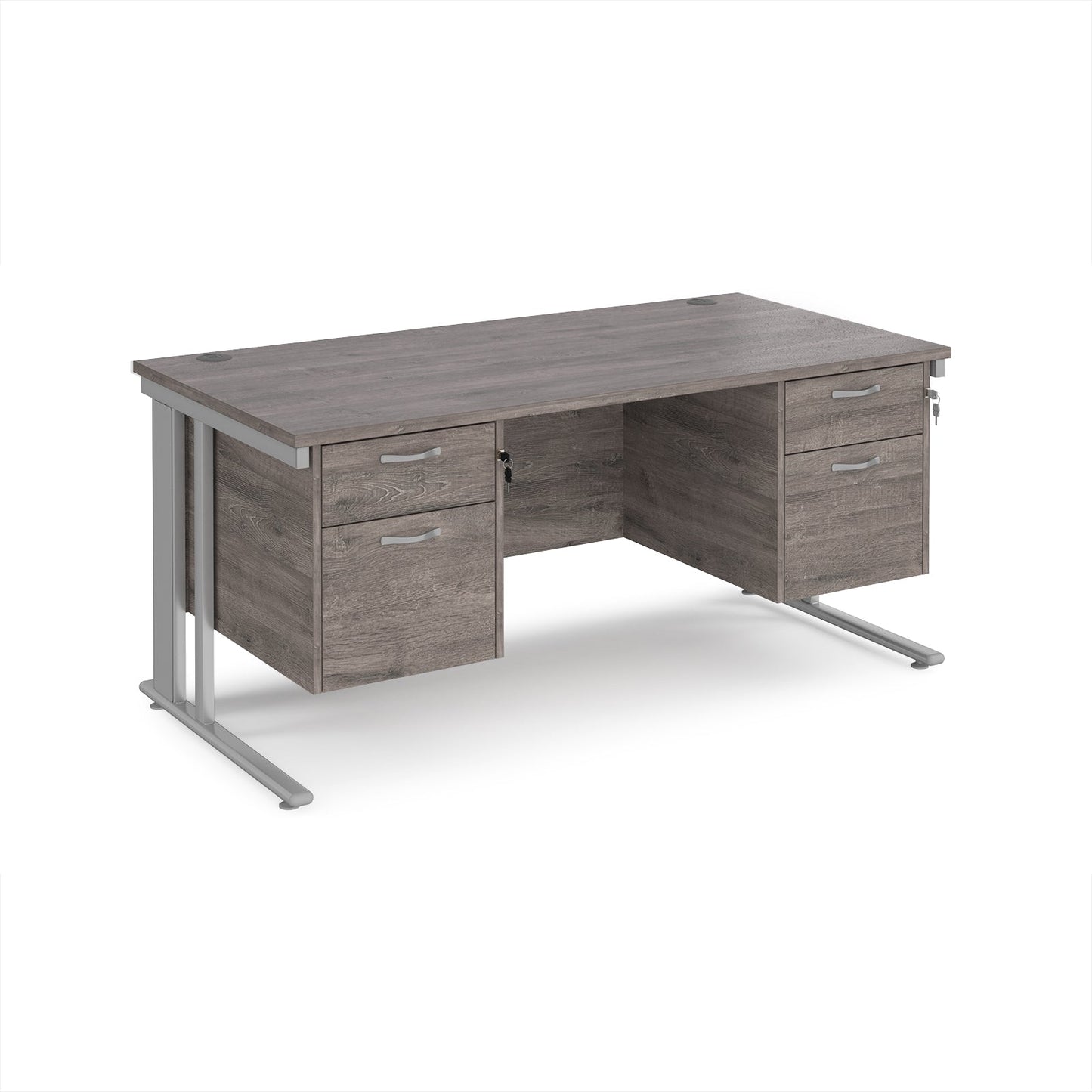 Maestro 25 cable managed 800mm deep desk with 2 x 2 drawer peds