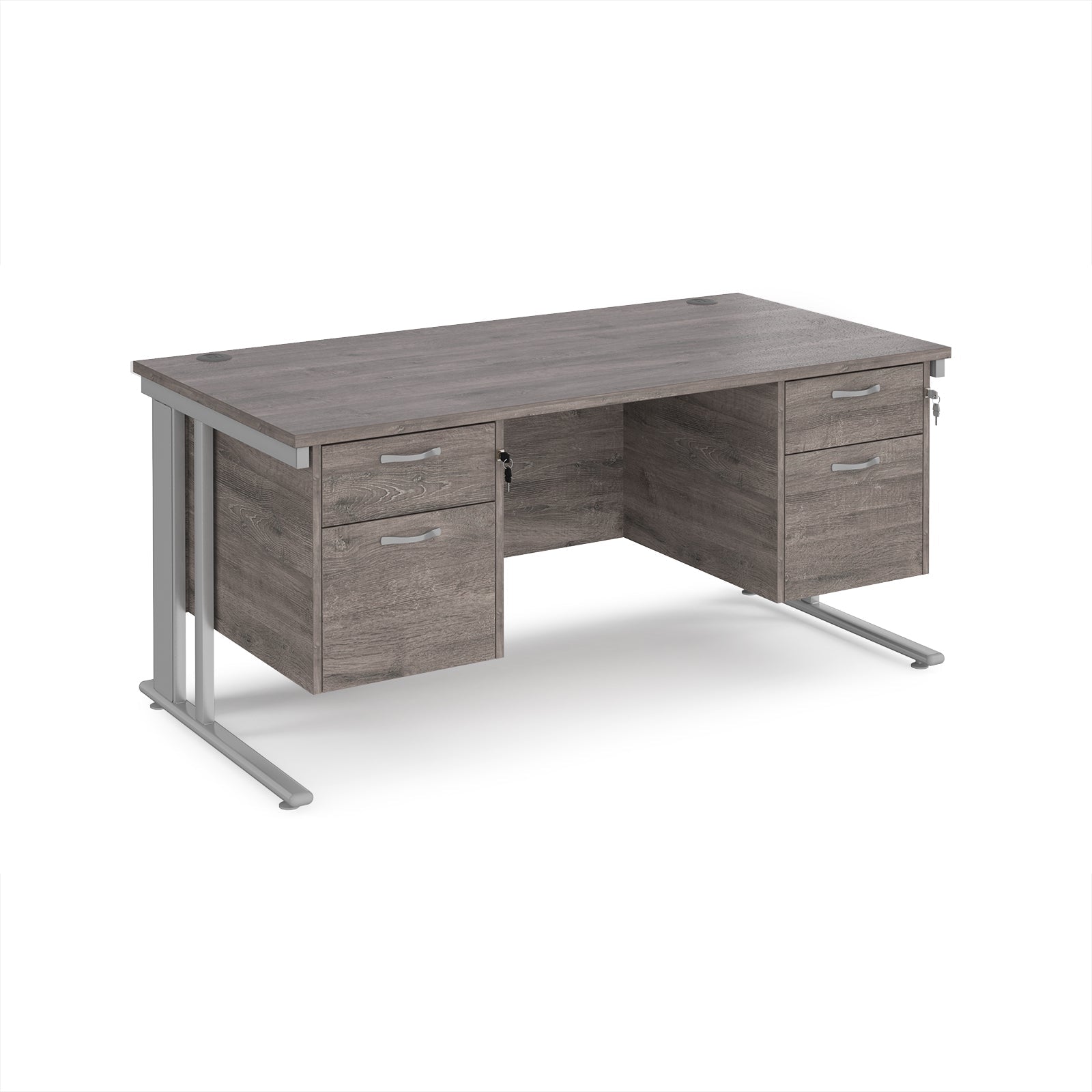 Maestro 25 cable managed 800mm deep desk with 2 x 2 drawer peds