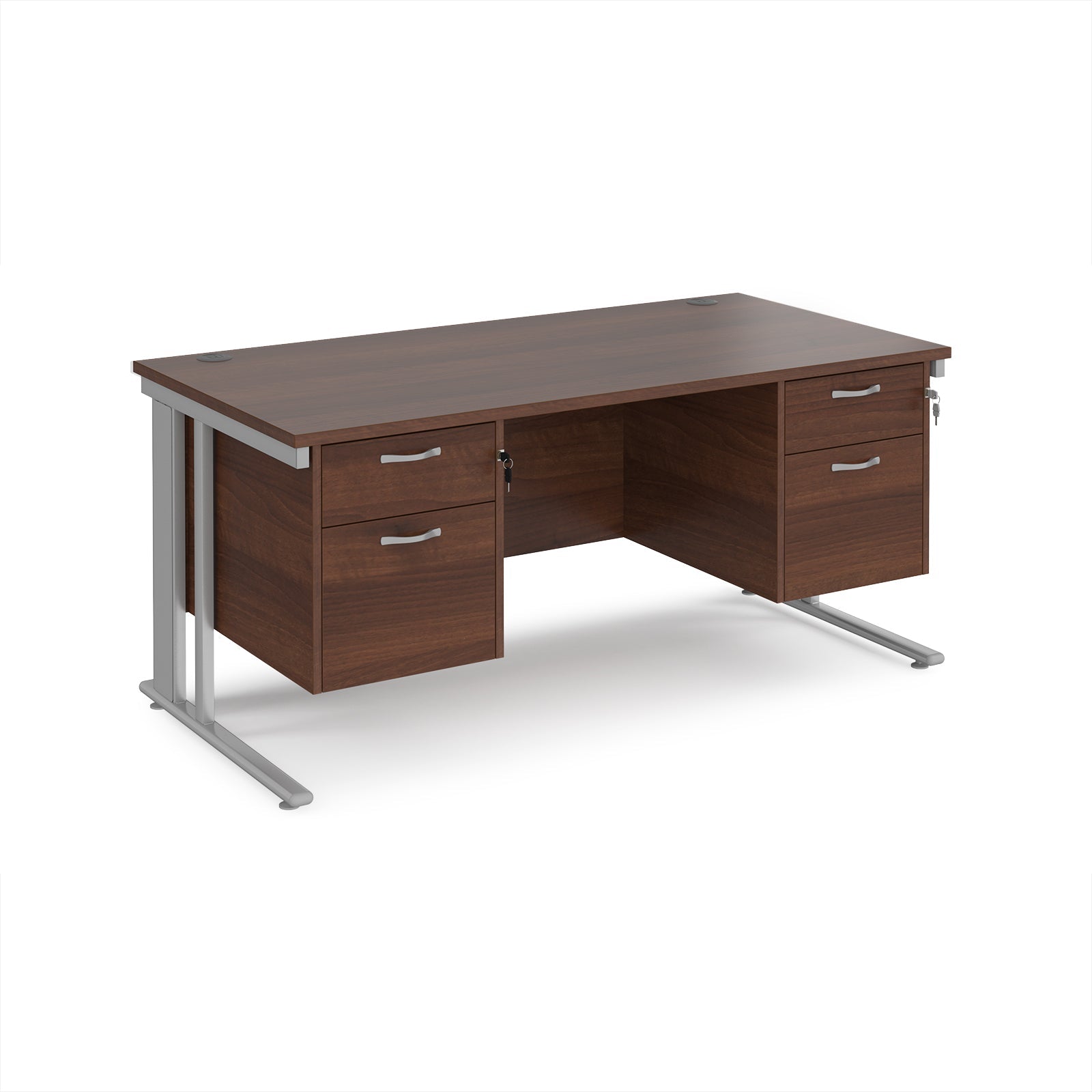 Maestro 25 cable managed 800mm deep desk with 2 x 2 drawer peds