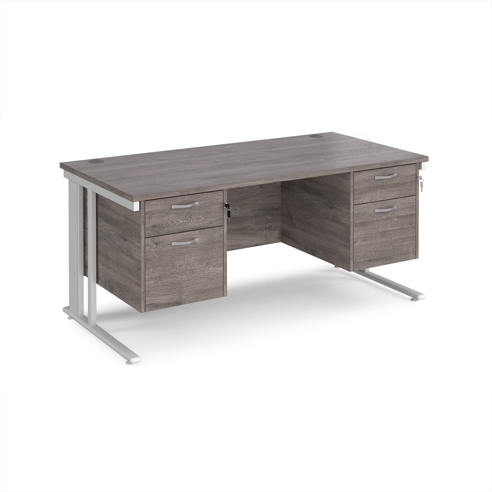 Maestro 25 cable managed 800mm deep desk with 2 x 2 drawer peds