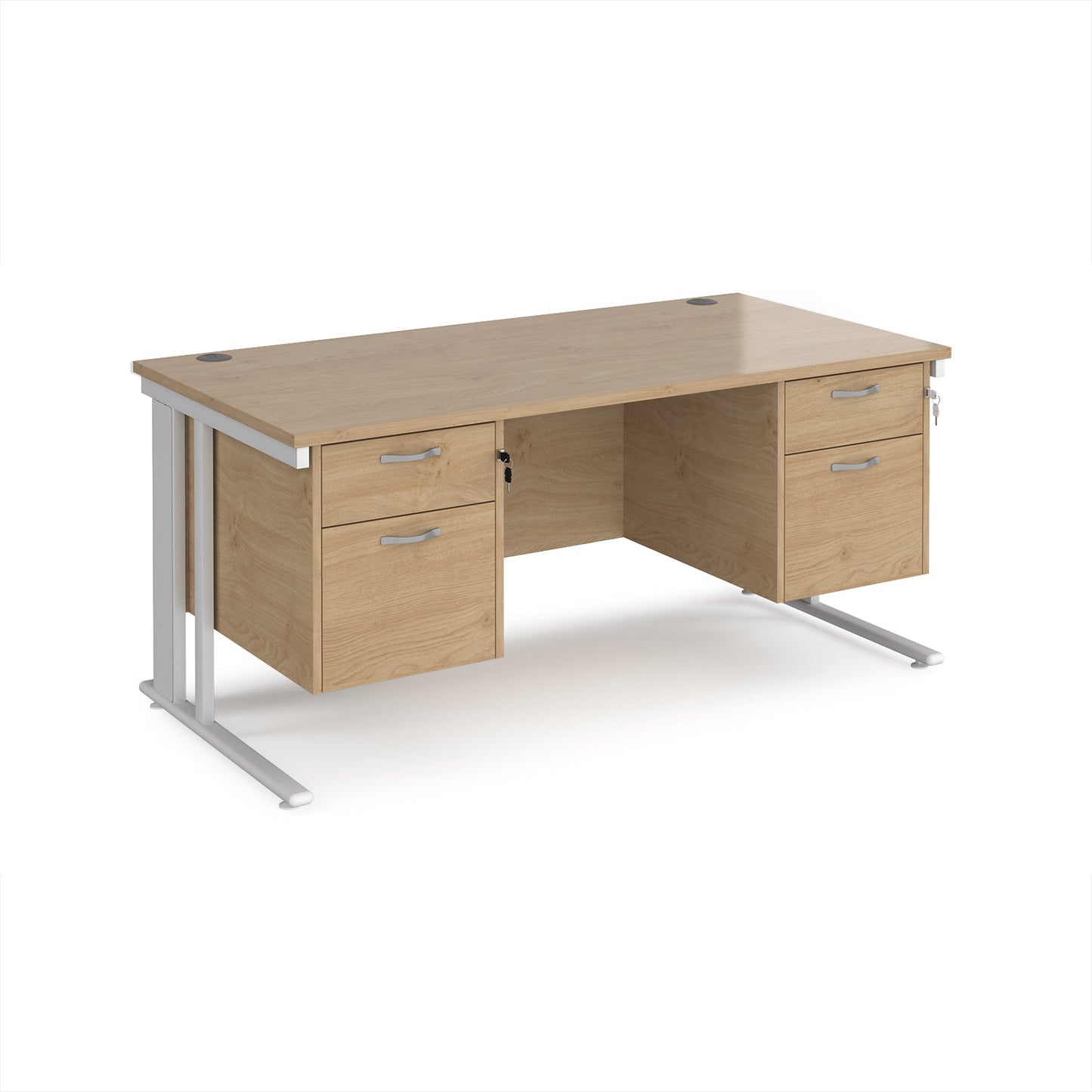 Maestro 25 cable managed 800mm deep desk with 2 x 2 drawer peds