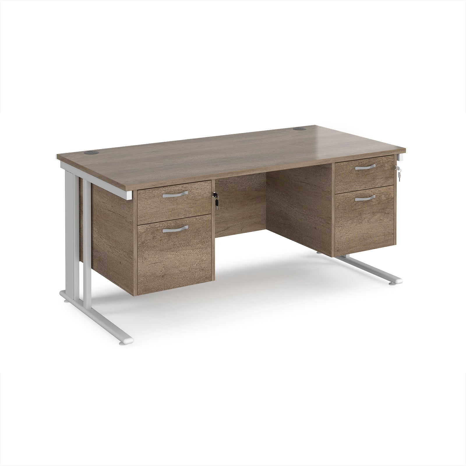 Maestro 25 cable managed 800mm deep desk with 2 x 2 drawer peds