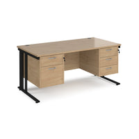 Maestro 25 cable managed 800mm deep desk with 2 & 3 drawer peds