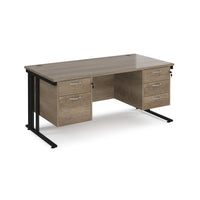 Maestro 25 cable managed 800mm deep desk with 2 & 3 drawer peds