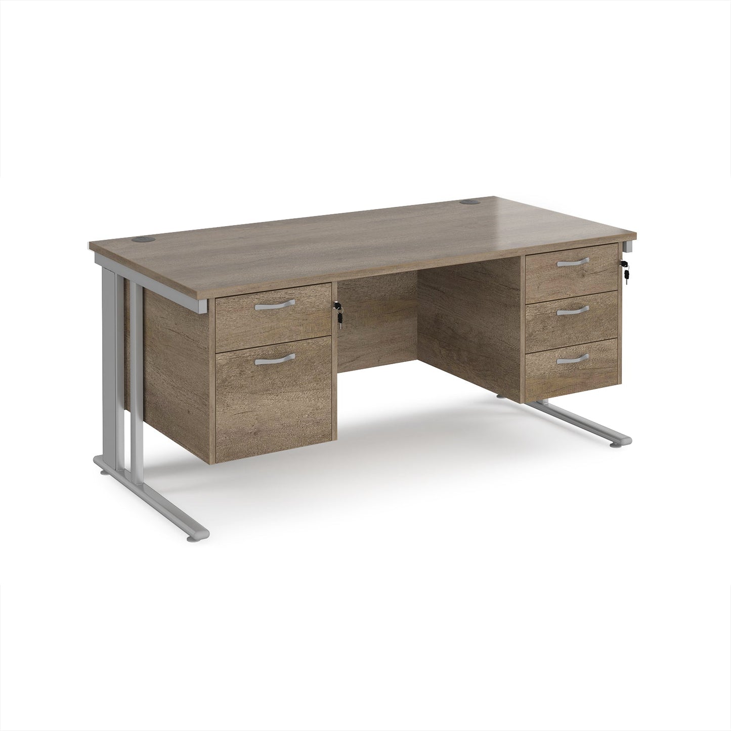 Maestro 25 cable managed 800mm deep desk with 2 & 3 drawer peds