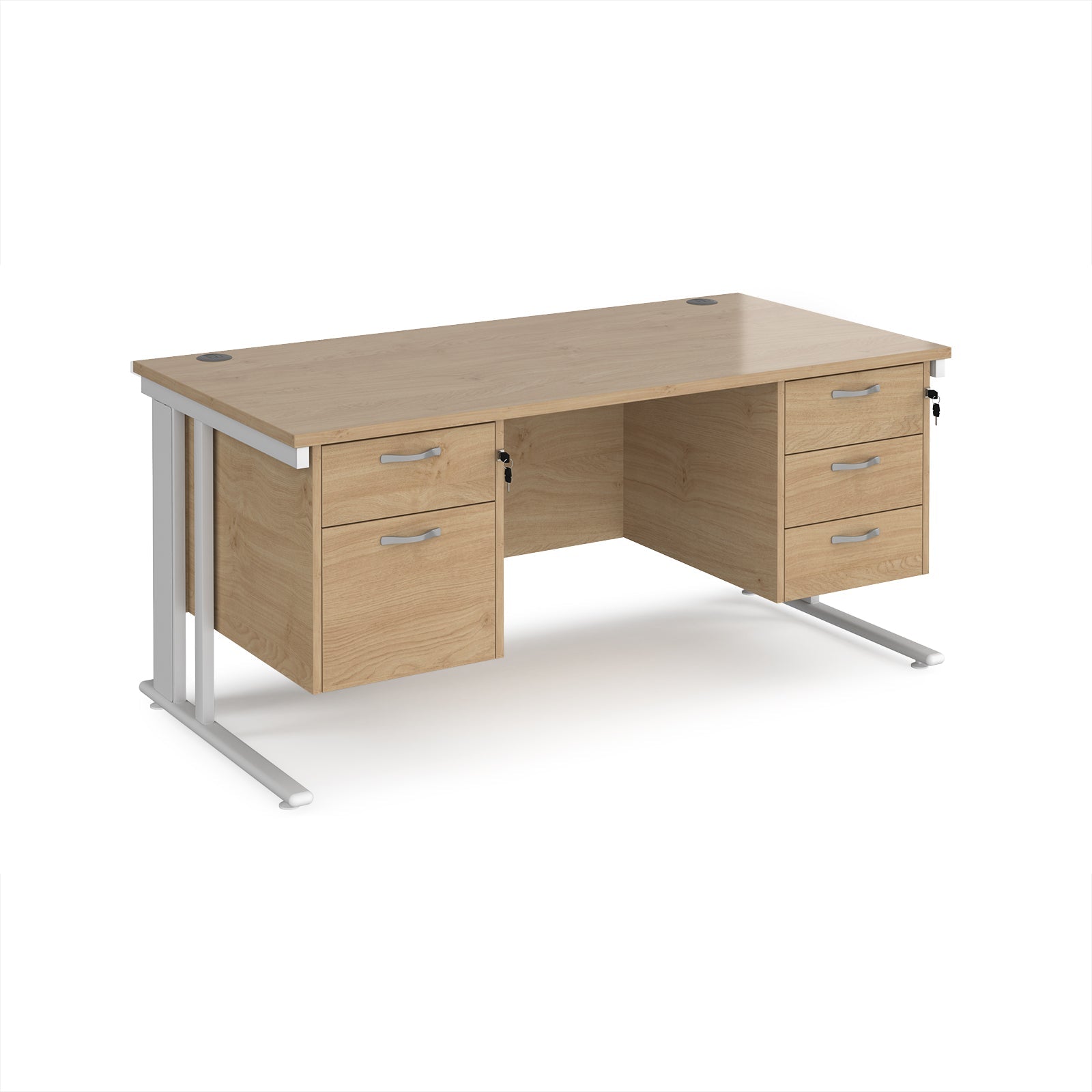 Maestro 25 cable managed 800mm deep desk with 2 & 3 drawer peds