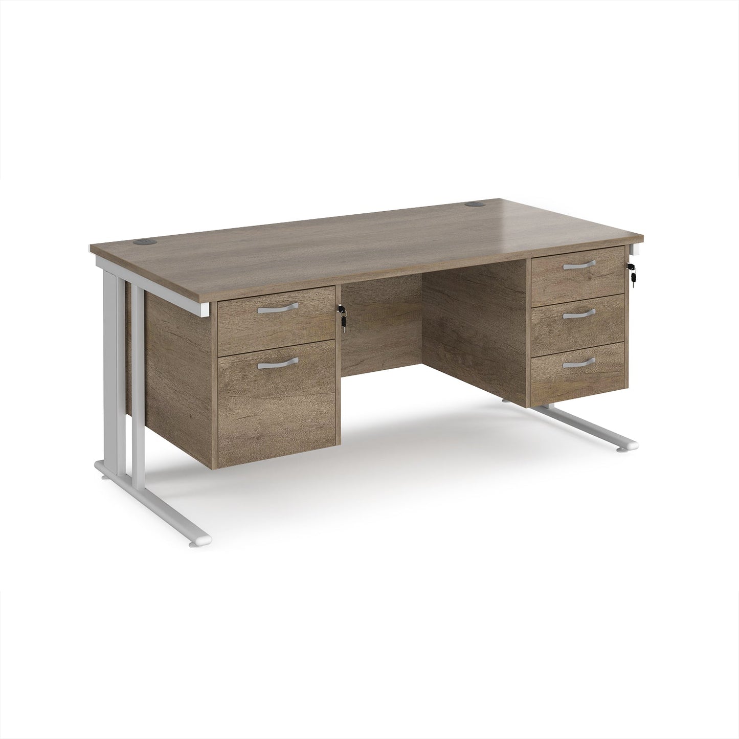 Maestro 25 cable managed 800mm deep desk with 2 & 3 drawer peds