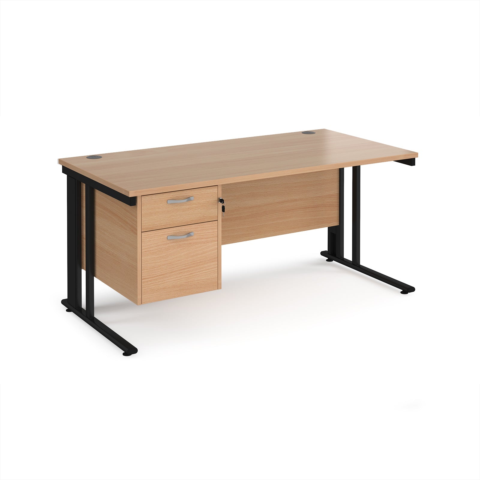 Maestro 25 cable managed 800mm deep desk with 2 drawer ped