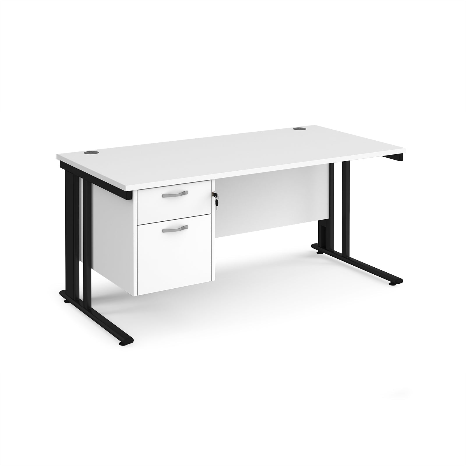 Maestro 25 cable managed 800mm deep desk with 2 drawer ped
