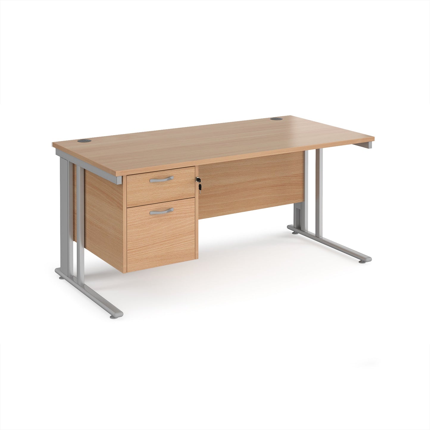 Maestro 25 cable managed 800mm deep desk with 2 drawer ped