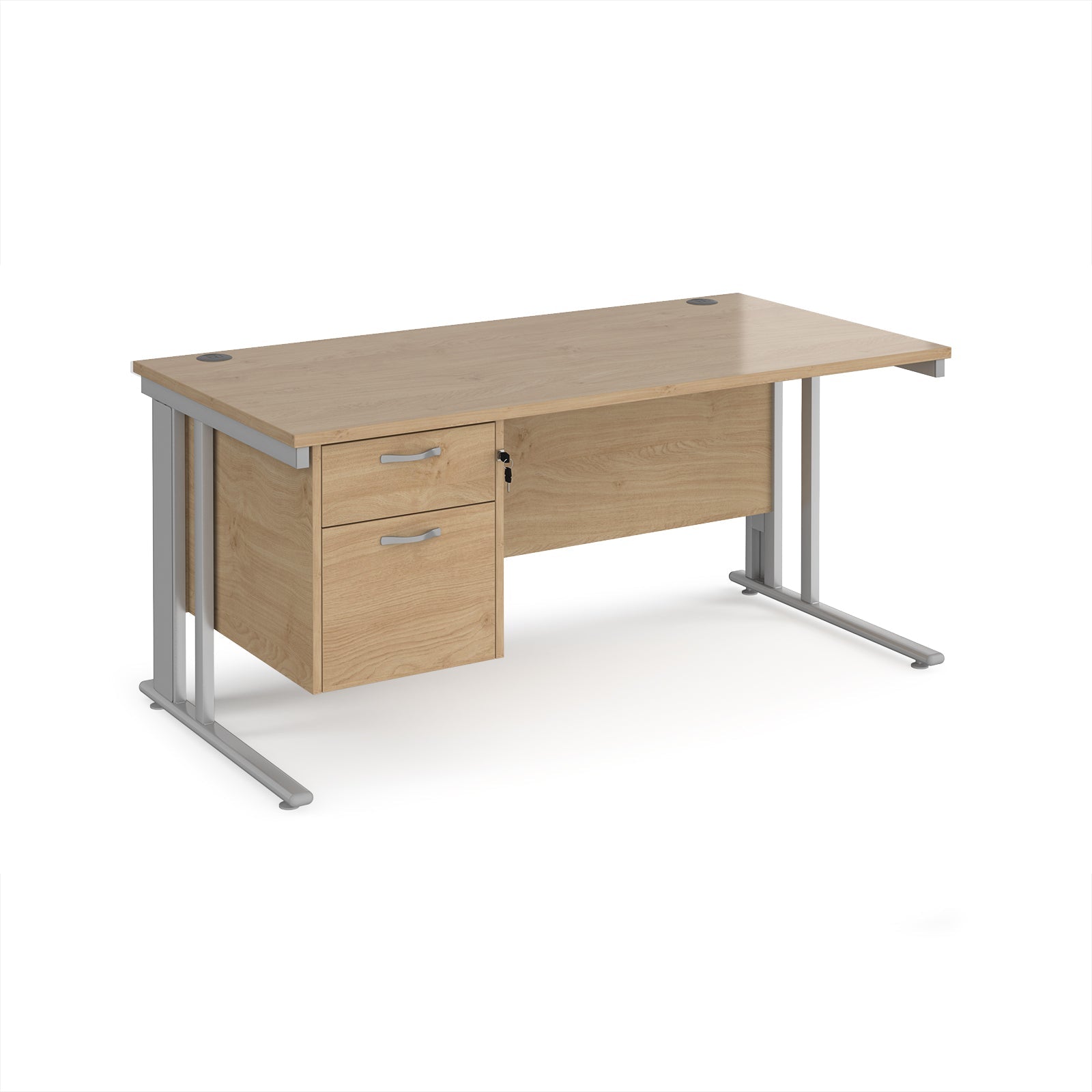 Maestro 25 cable managed 800mm deep desk with 2 drawer ped