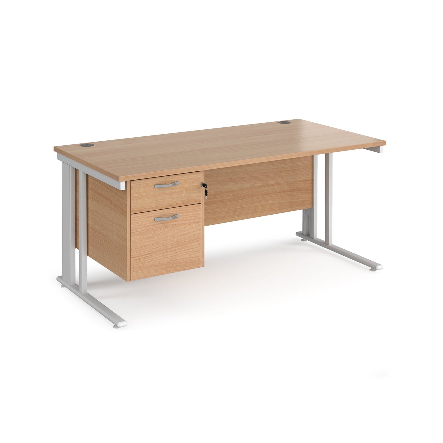 Maestro 25 cable managed 800mm deep desk with 2 drawer ped