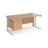 Maestro 25 cable managed 800mm deep desk with 2 drawer ped