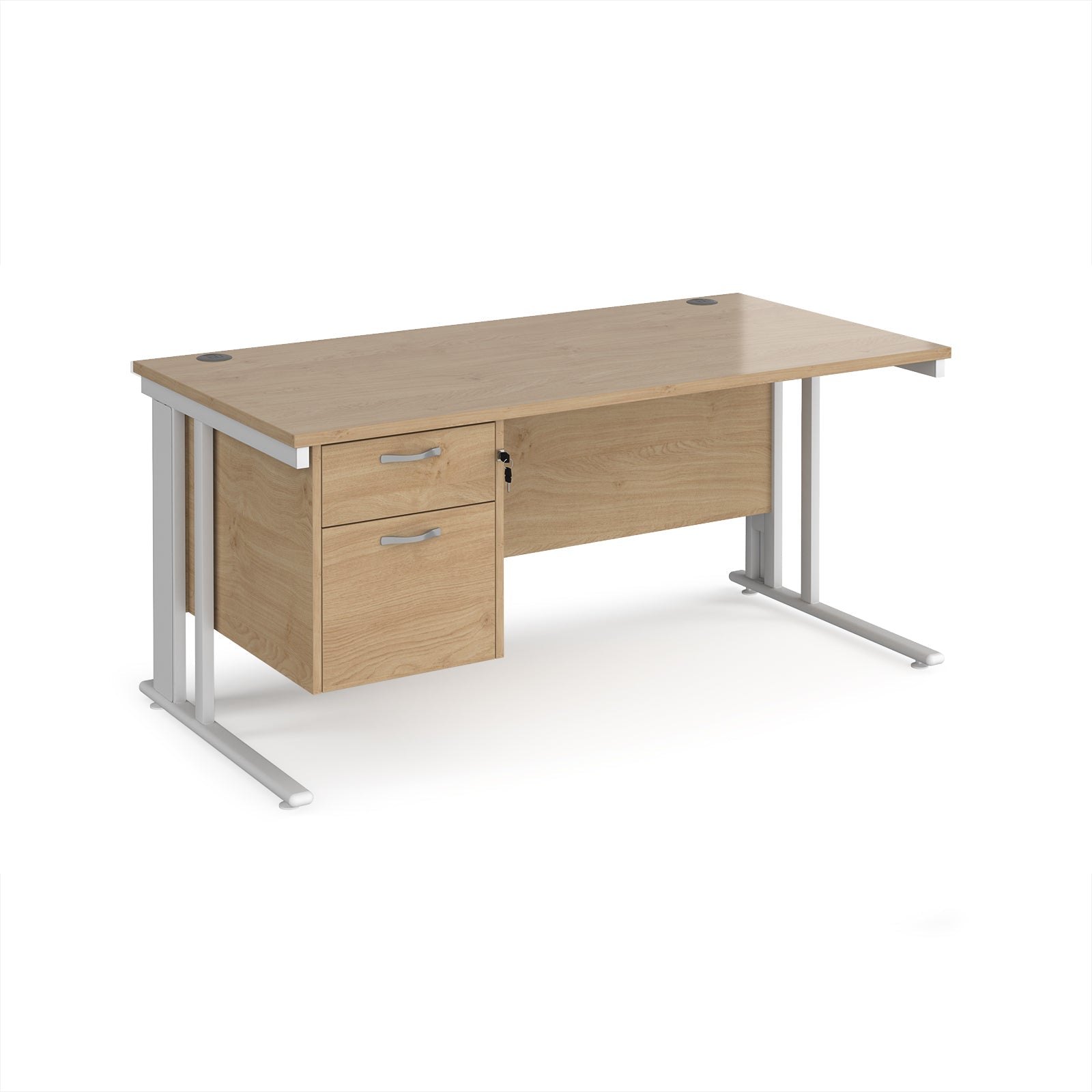 Maestro 25 cable managed 800mm deep desk with 2 drawer ped
