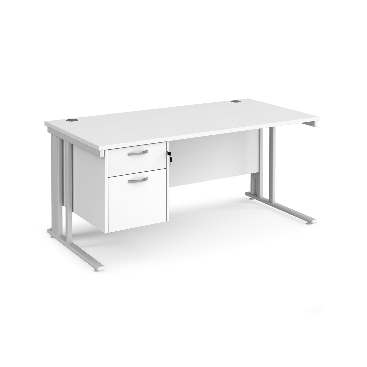 Maestro 25 cable managed 800mm deep desk with 2 drawer ped