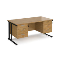 Maestro 25 cable managed 800mm deep desk with 2 x 3 drawer peds