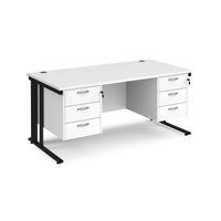 Maestro 25 cable managed 800mm deep desk with 2 x 3 drawer peds