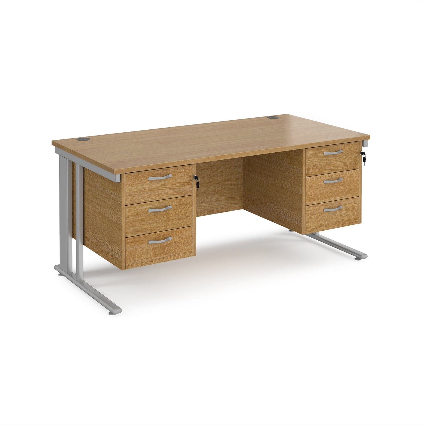 Maestro 25 cable managed 800mm deep desk with 2 x 3 drawer peds
