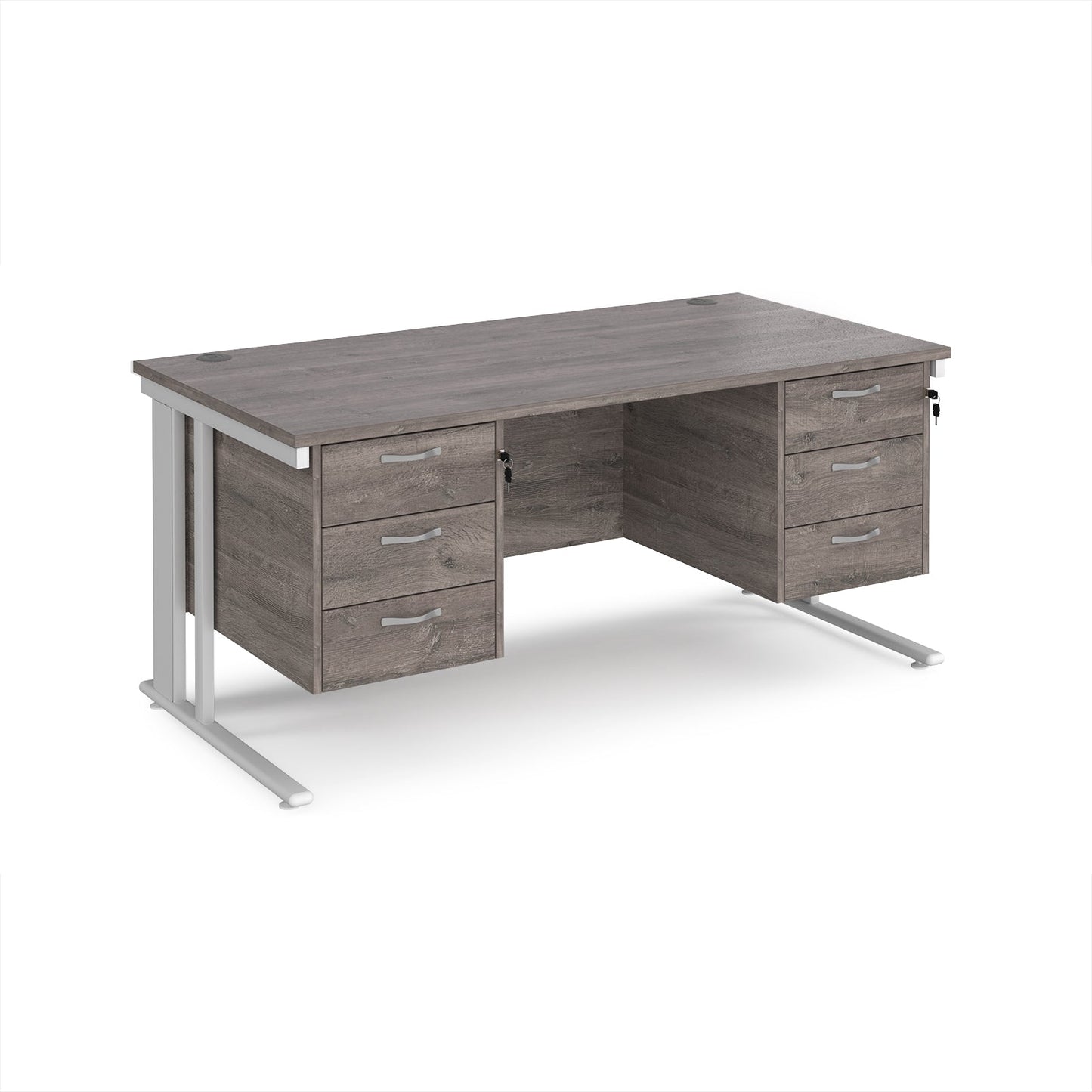 Maestro 25 cable managed 800mm deep desk with 2 x 3 drawer peds