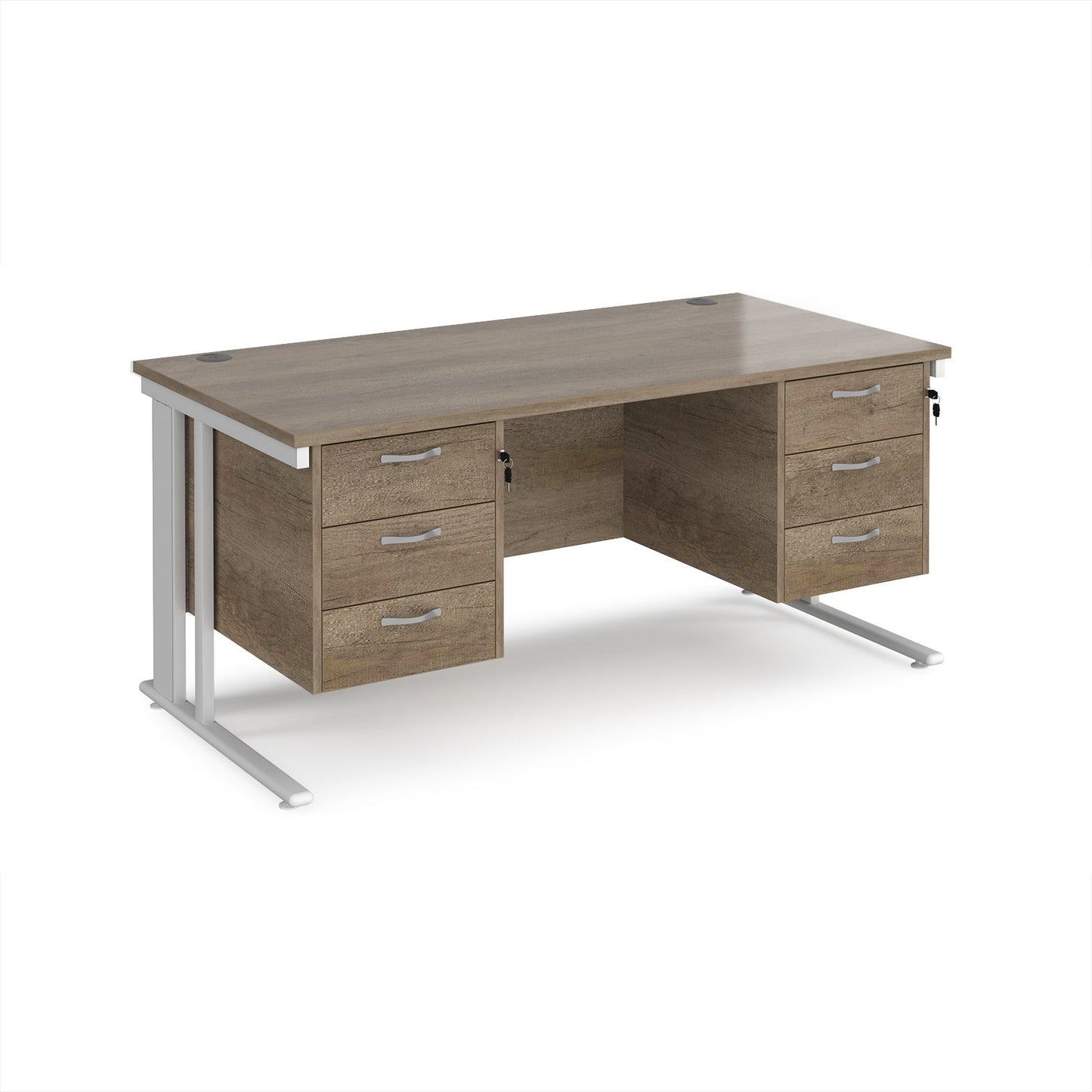 Maestro 25 cable managed 800mm deep desk with 2 x 3 drawer peds