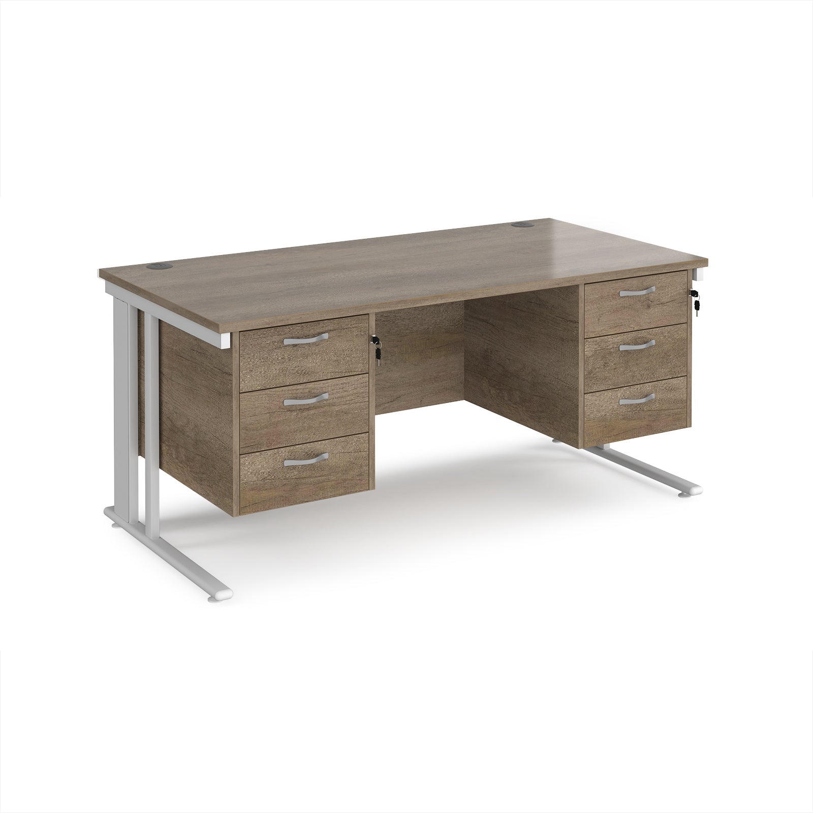 Maestro 25 cable managed 800mm deep desk with 2 x 3 drawer peds