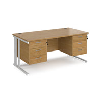 Maestro 25 cable managed 800mm deep desk with 2 x 3 drawer peds