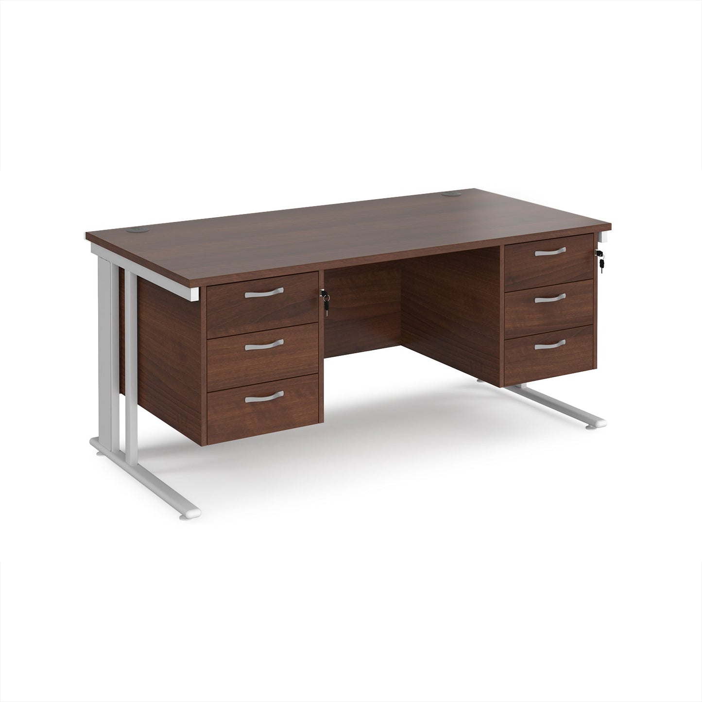 Maestro 25 cable managed 800mm deep desk with 2 x 3 drawer peds