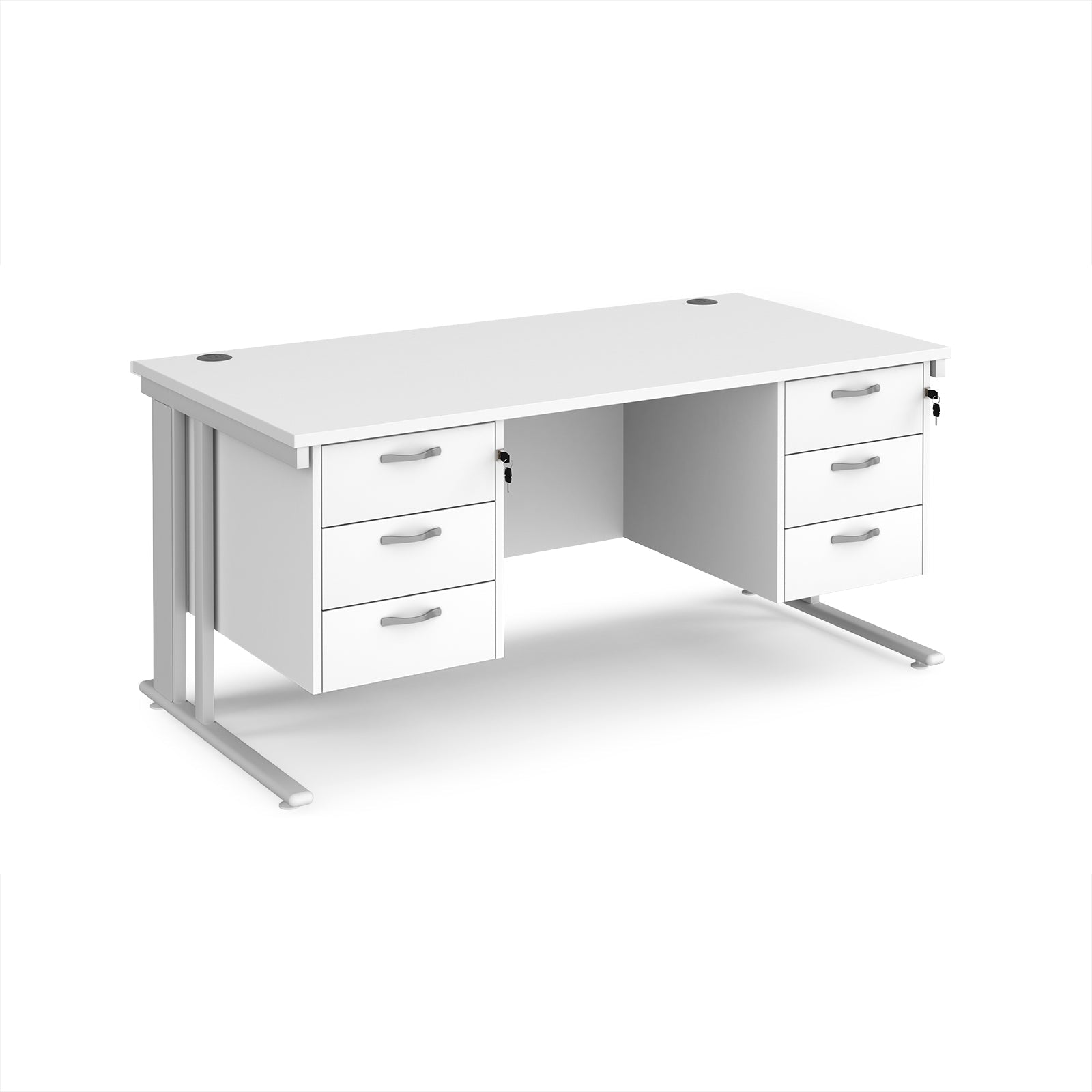 Maestro 25 cable managed 800mm deep desk with 2 x 3 drawer peds