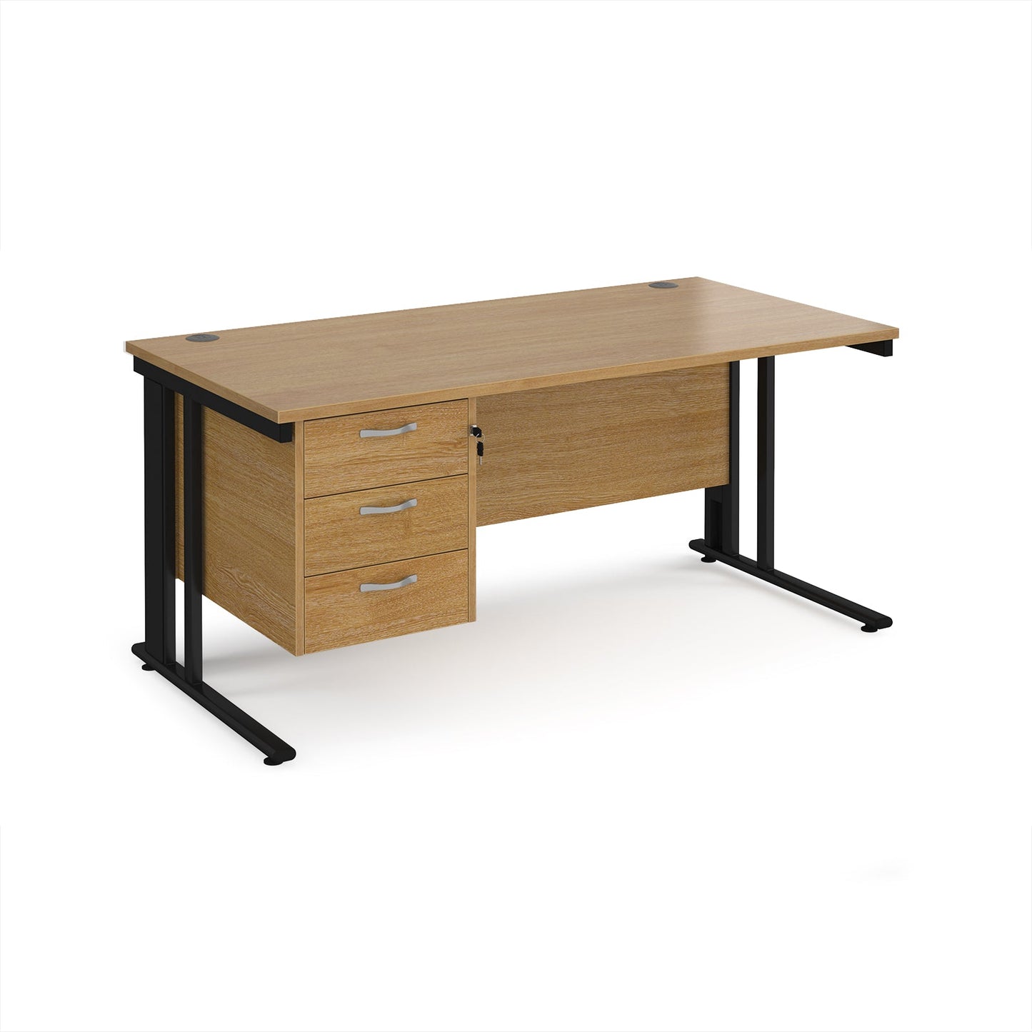 Maestro 25 cable managed 800mm deep desk with 3 drawer ped