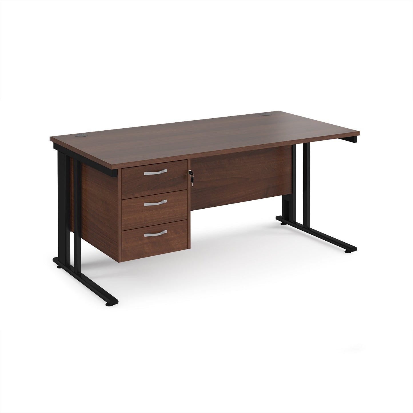 Maestro 25 cable managed 800mm deep desk with 3 drawer ped