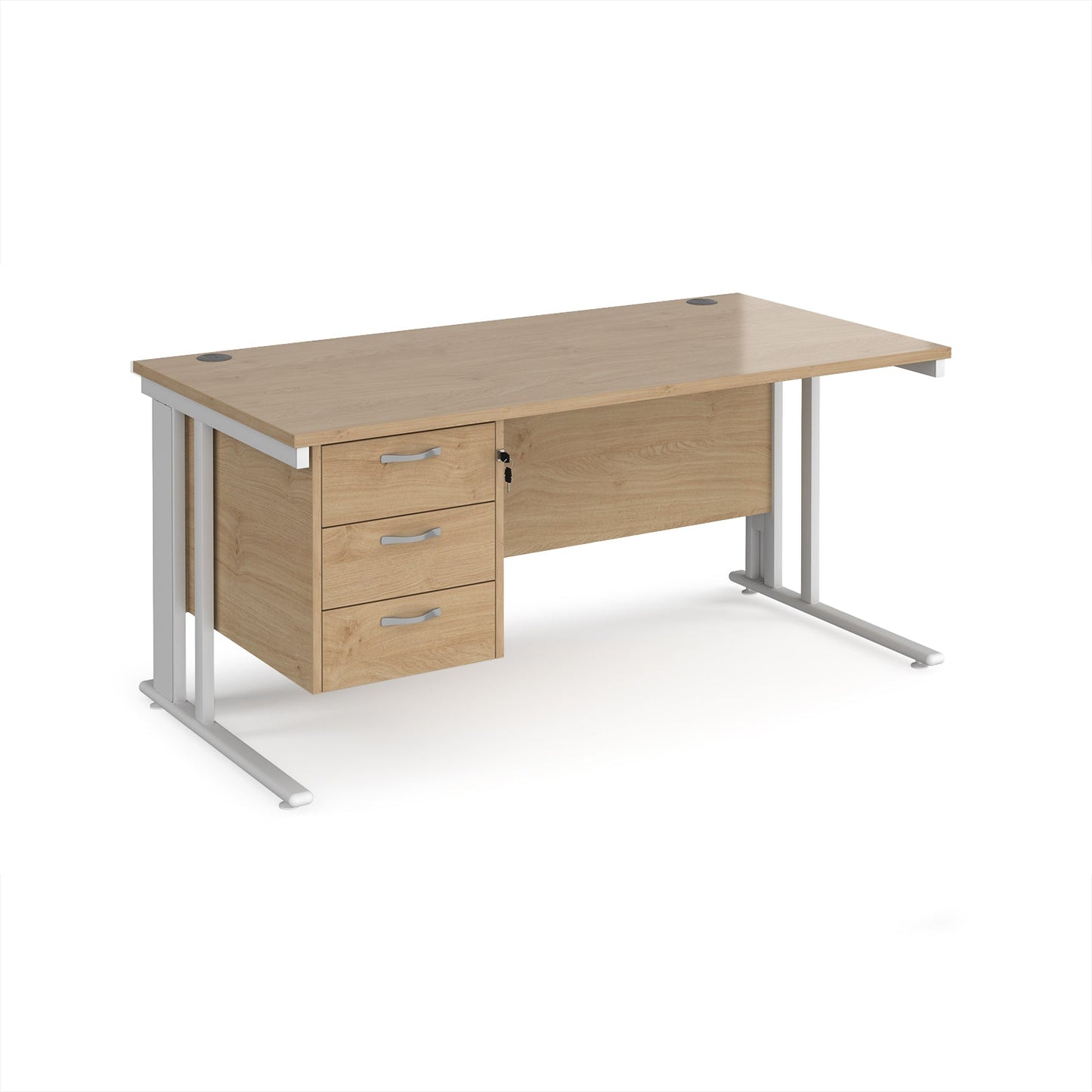 Maestro 25 cable managed 800mm deep desk with 3 drawer ped