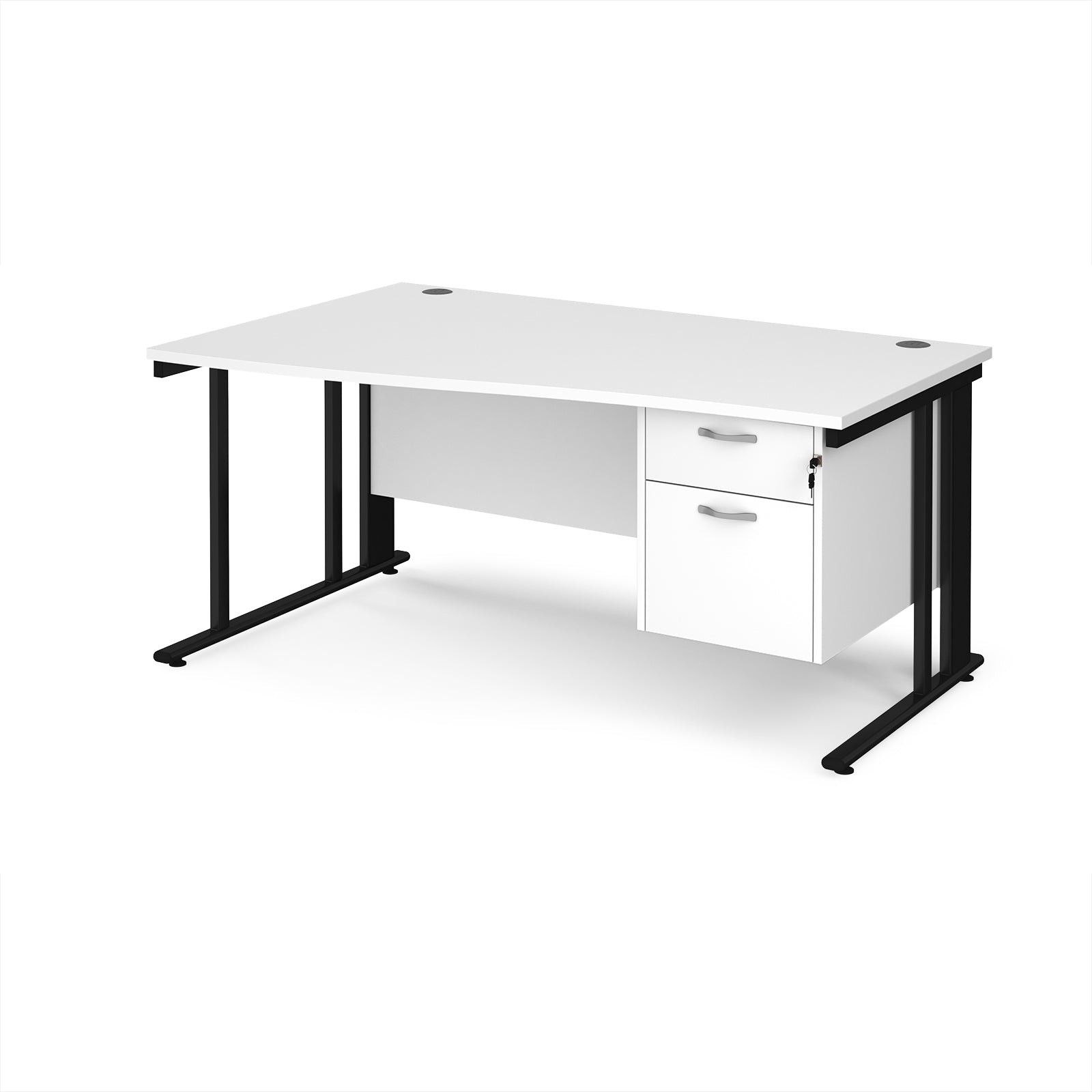 Maestro 25 cable managed left hand wave desk with 2 drawer ped