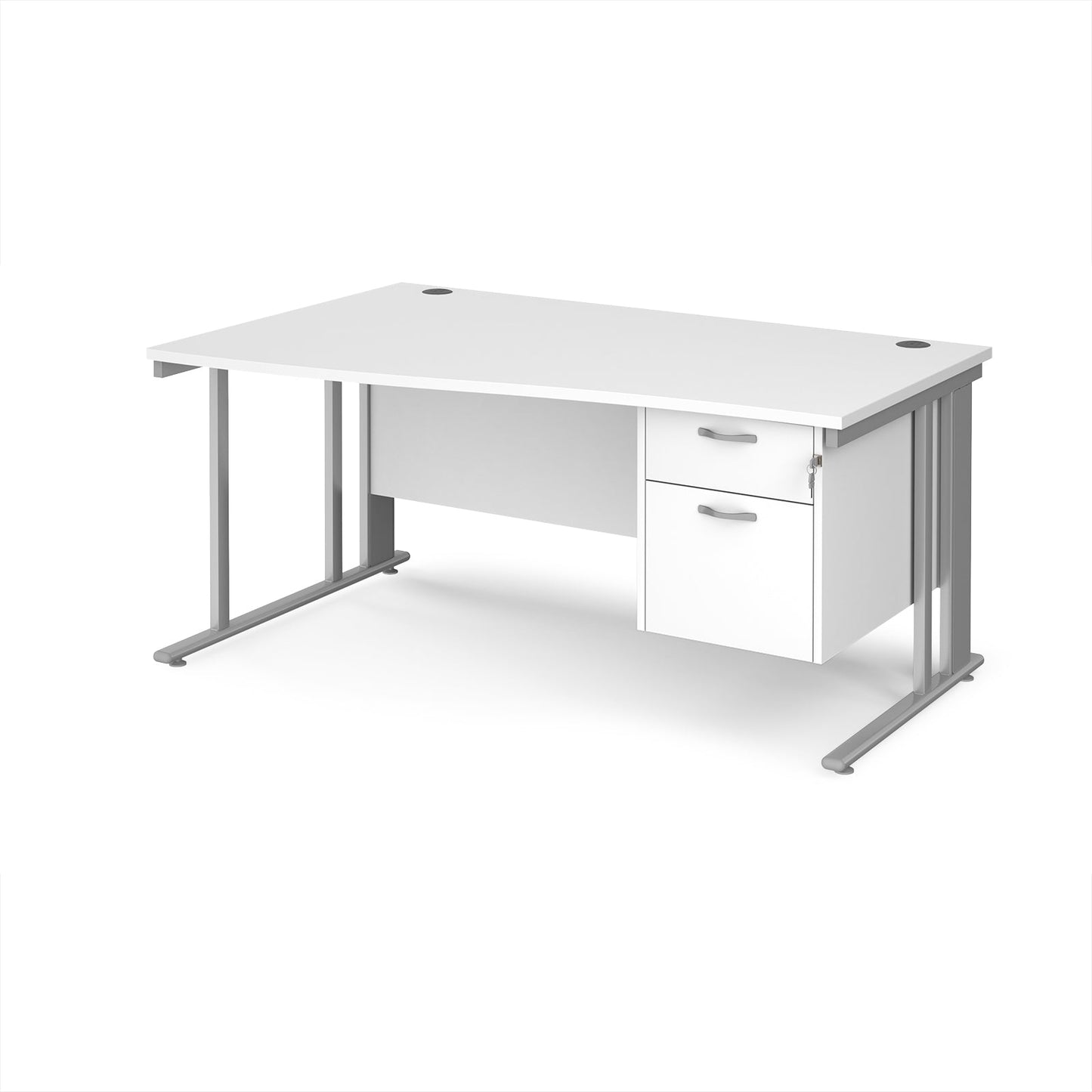 Maestro 25 cable managed left hand wave desk with 2 drawer ped