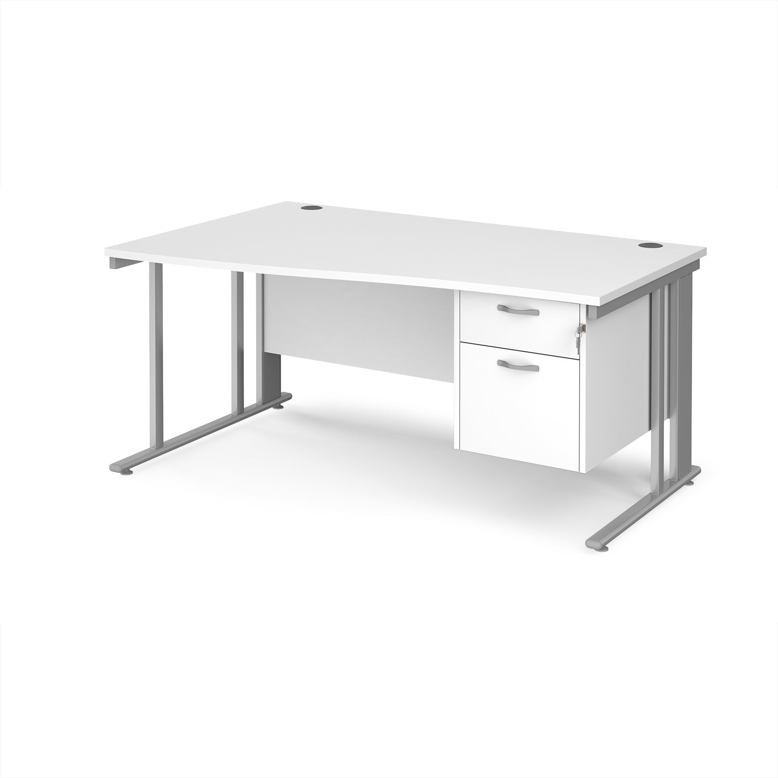 Maestro 25 cable managed left hand wave desk with 2 drawer ped