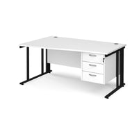 Maestro 25 cable managed left hand wave desk with 3 drawer ped