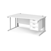 Maestro 25 cable managed left hand wave desk with 3 drawer ped