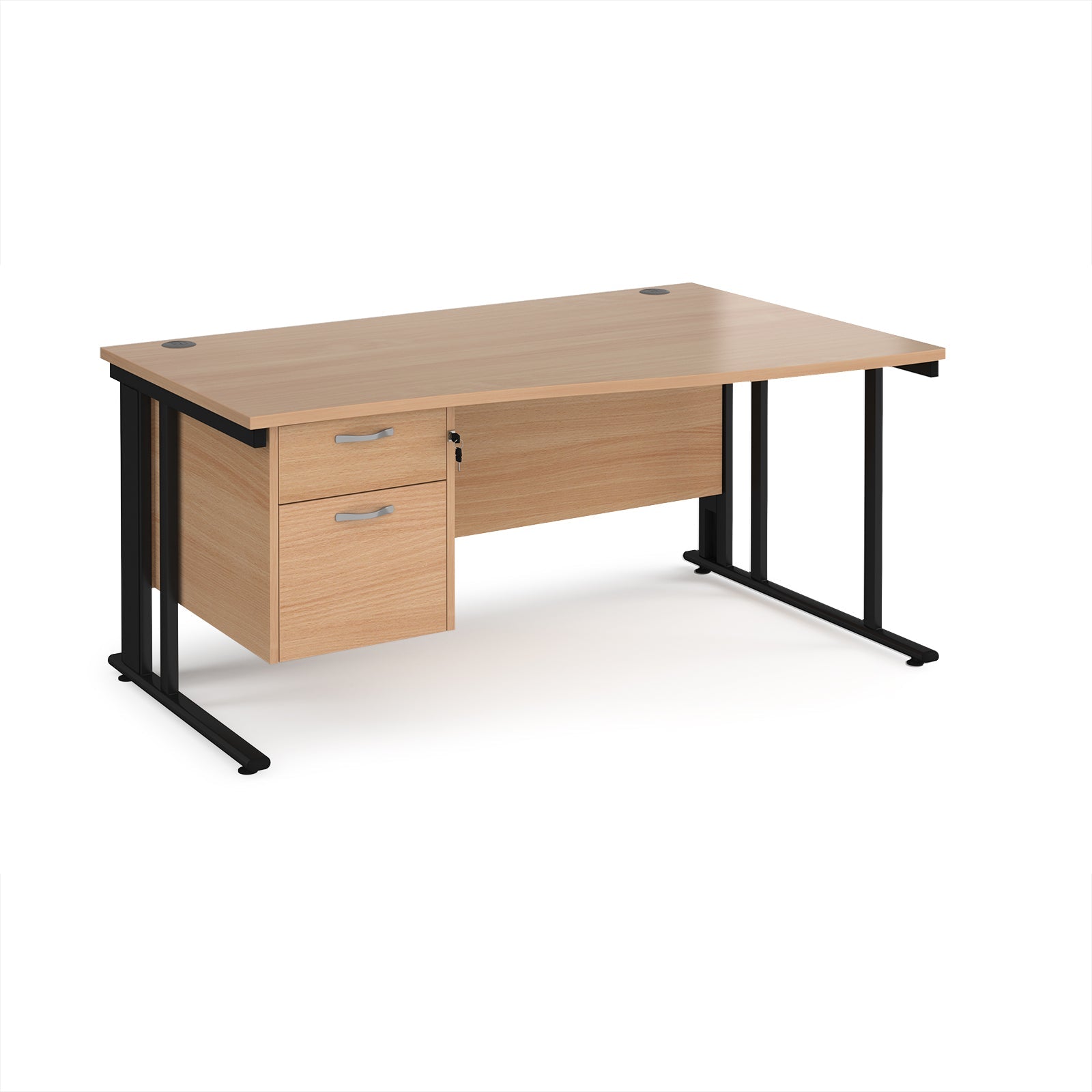 Maestro 25 cable managed right hand wave desk with 2 drawer ped