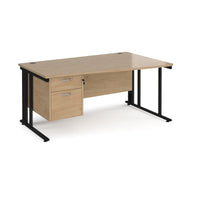 Maestro 25 cable managed right hand wave desk with 2 drawer ped