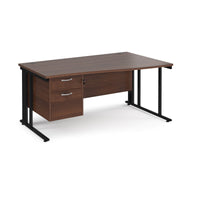Maestro 25 cable managed right hand wave desk with 2 drawer ped