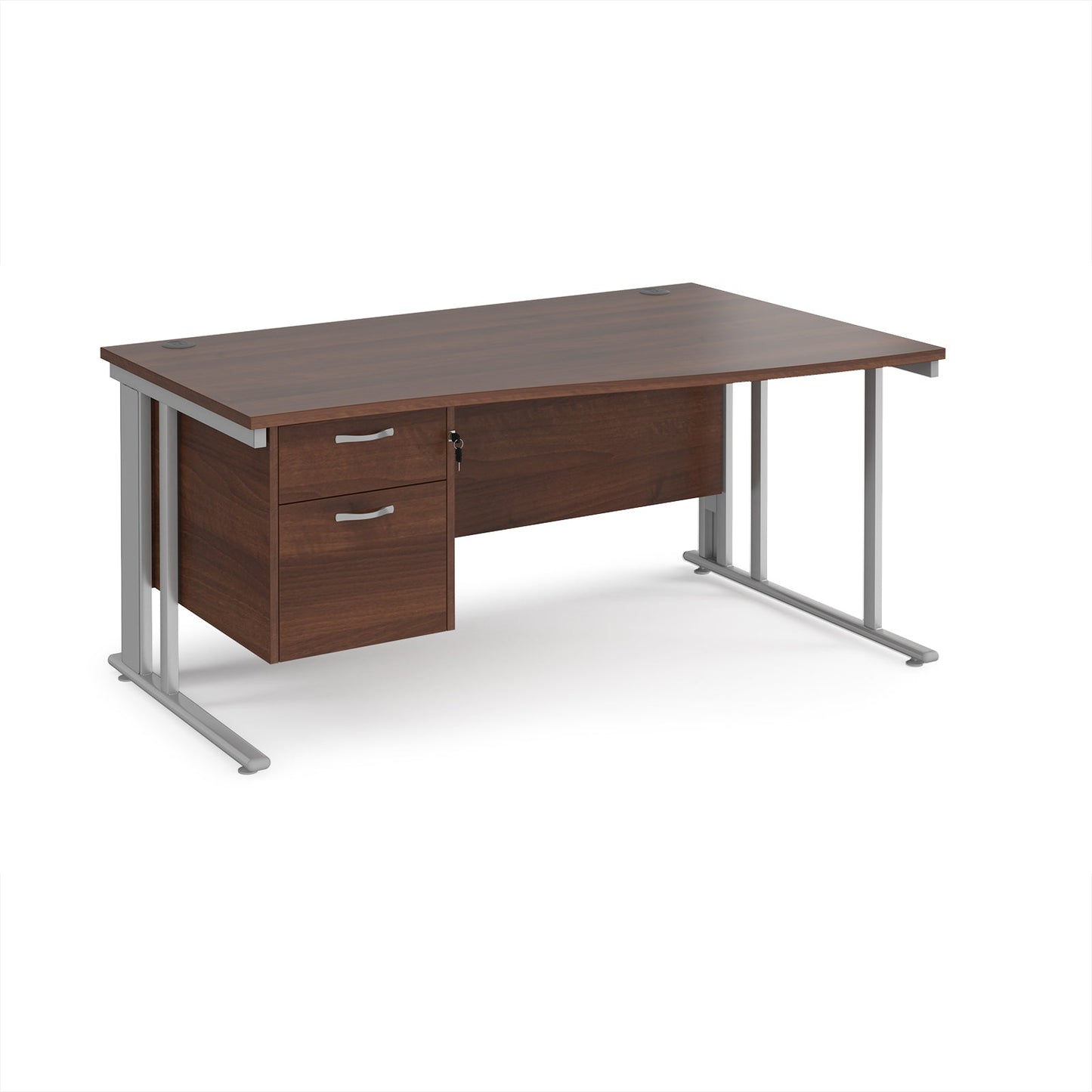 Maestro 25 cable managed right hand wave desk with 2 drawer ped