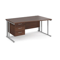 Maestro 25 cable managed right hand wave desk with 3 drawer ped