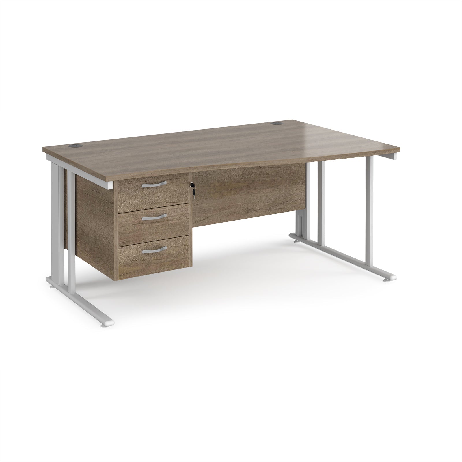 Maestro 25 cable managed right hand wave desk with 3 drawer ped