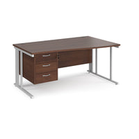 Maestro 25 cable managed right hand wave desk with 3 drawer ped