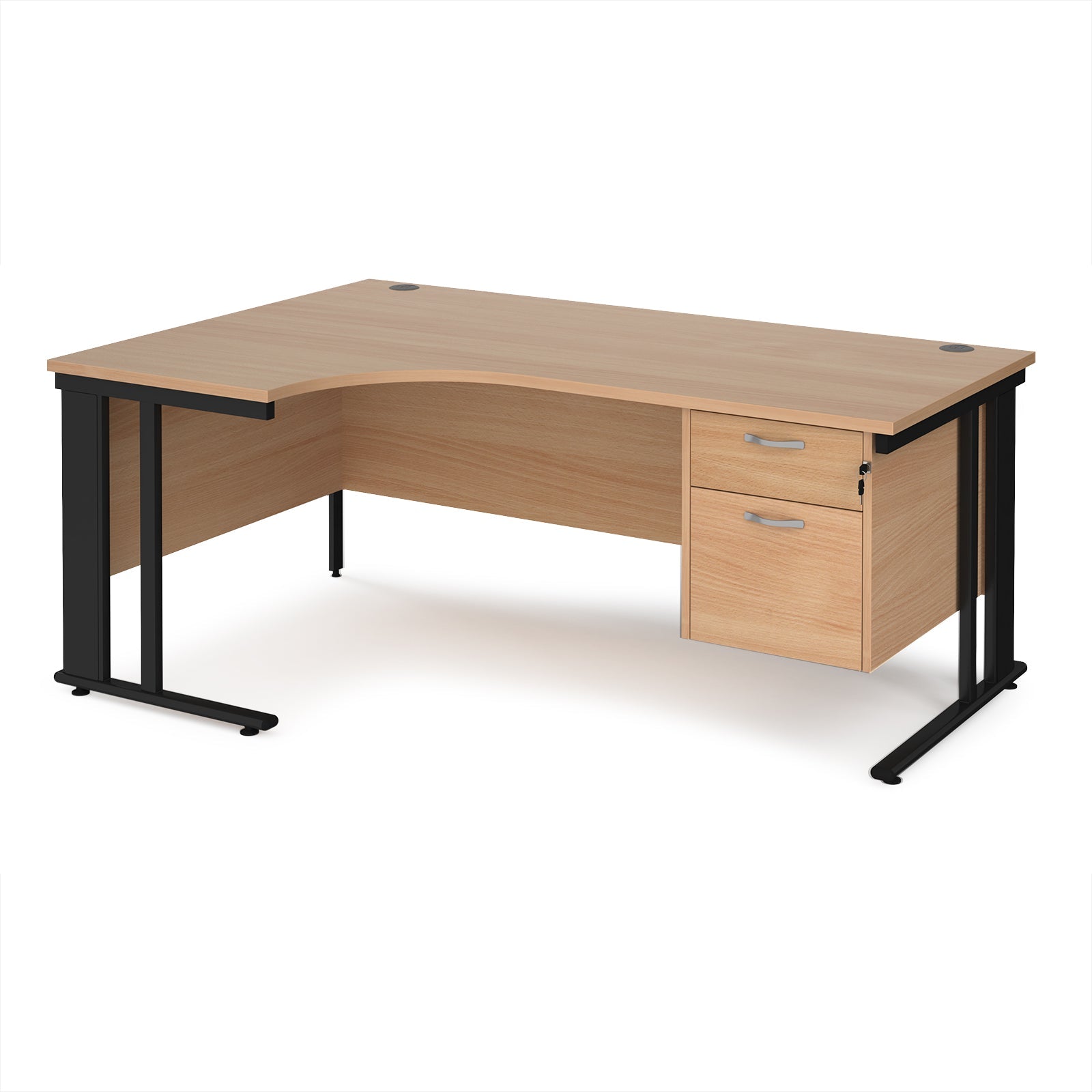 Maestro 25 cable managed left hand ergonomic desk with 2 drawer ped